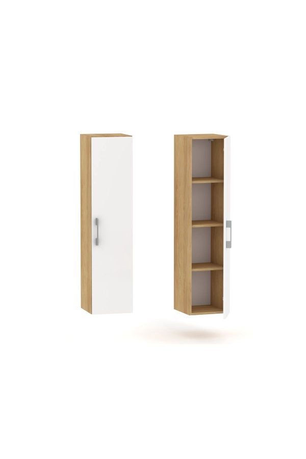 Słupek lazienkowy wiszący LUNA 1D 30 cm Hikora  z białymi drzwiami mat/połysk